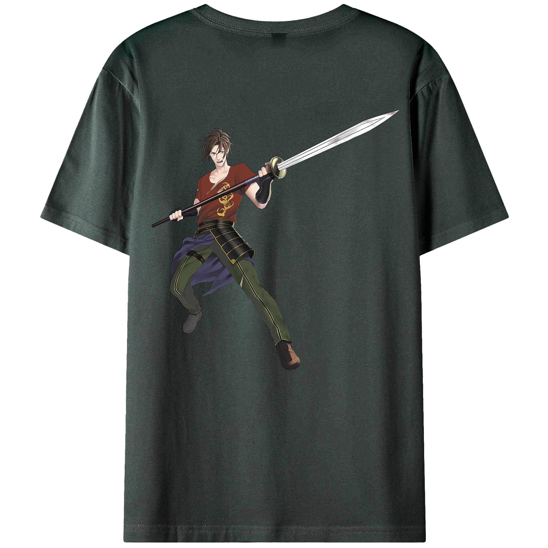 （画像用） 刀剣乱舞 Touken Ranbu 綿100％ メンズ半袖Tシャツ（バックプリント） 通気性